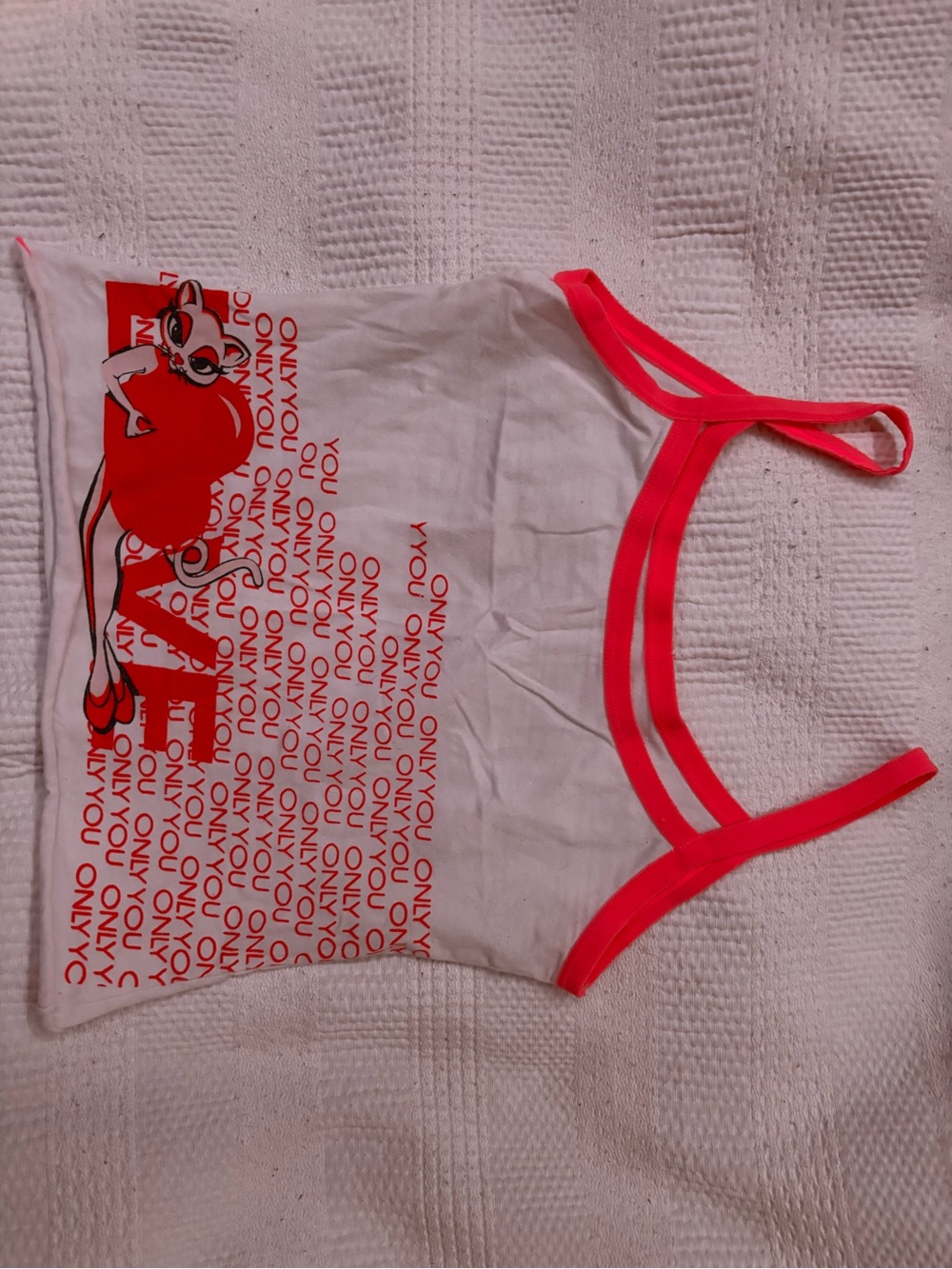 Y2K White & Hot Pink Graphic Sleeveless Tank Top